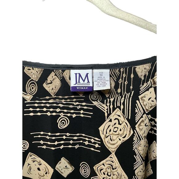 JM Collection SZ 1X Black Geo Print Sleeveless Round Neck Shift Mini Dress NWOT - Picture 3 of 4